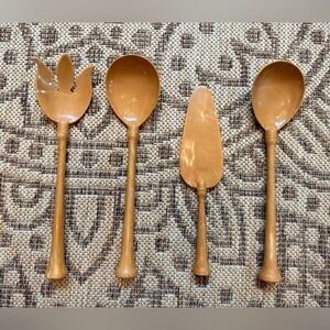 VTG Bakelite Butterscotch Swirl 70’s Plastic Serving Utensils Salad Pie server